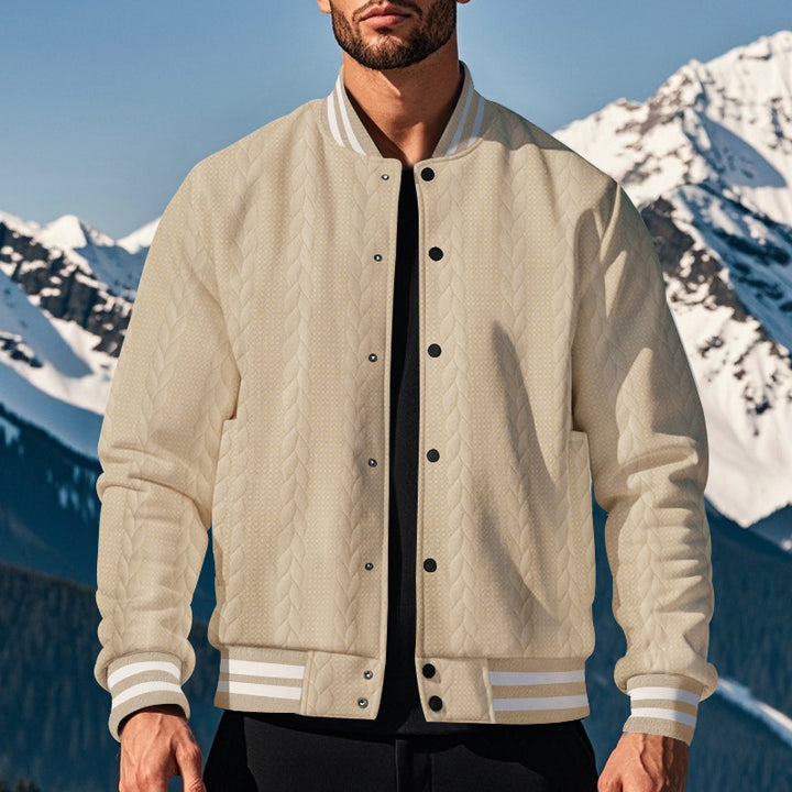 Urban university jacket for men with structured knit design Lune London