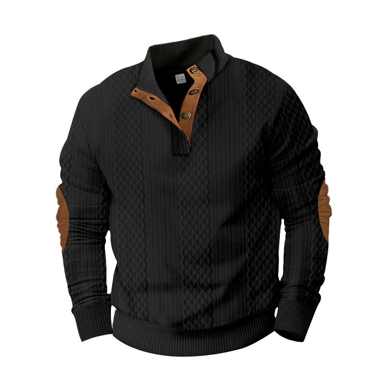 Trendy knitted sweater for men with innovative collar and elegant contrast details Lune London