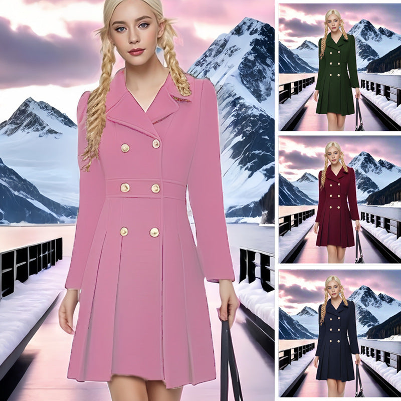 Ladies Elegant Double-Breasted Dress Coat Lune London