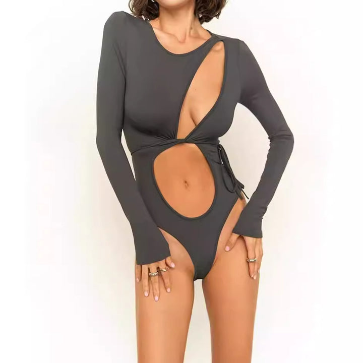 One-piece swimsuit for women with innovative cut and long sleeves Lune London