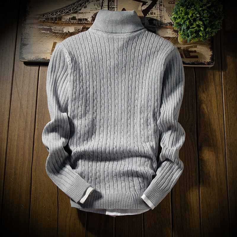 Knitted sweater for men with high collar and textured design Lune London