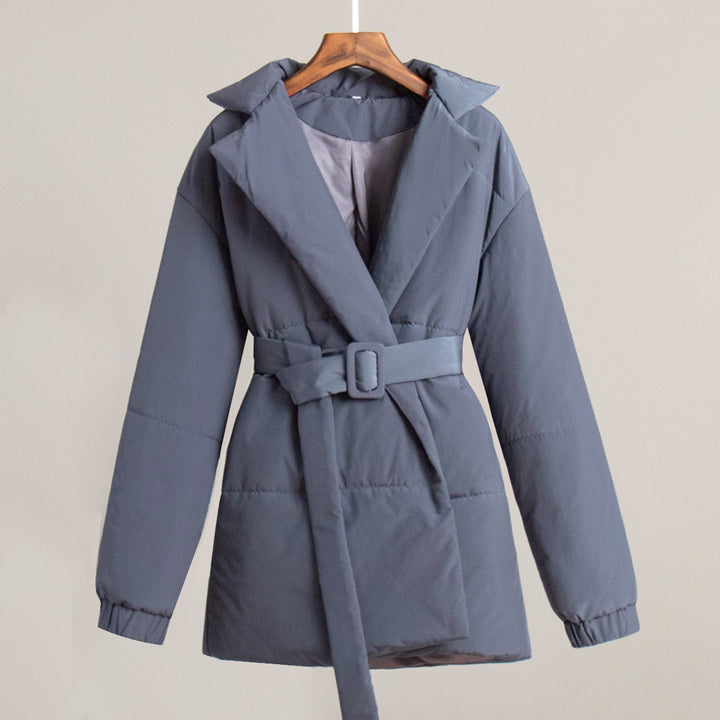 Women Elegant and warm quilted jacket with waist belt Lune London