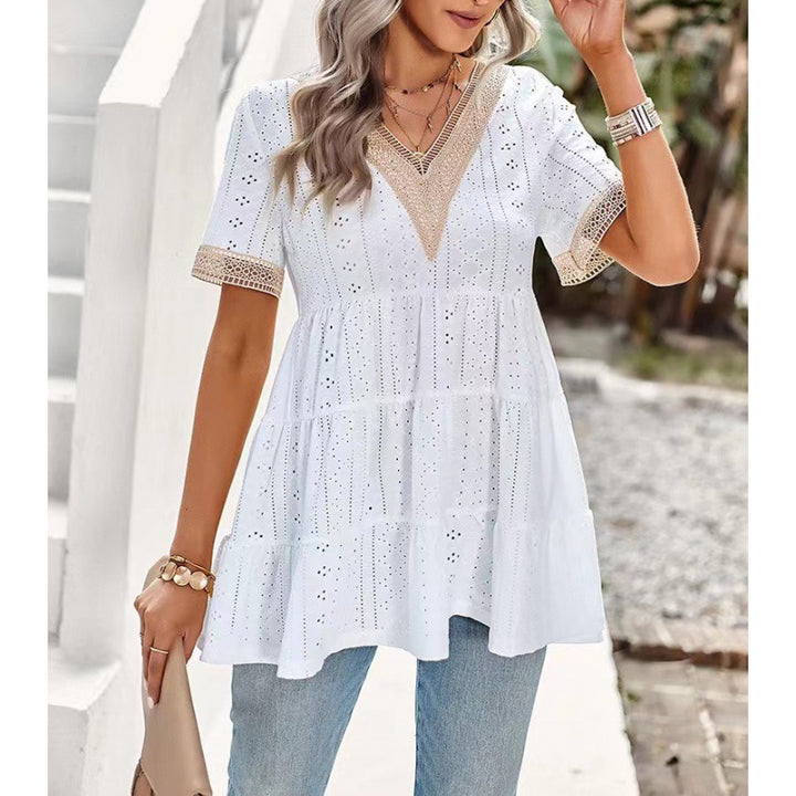 Chic and Stylish Women's Peplum Top with Grommet Details