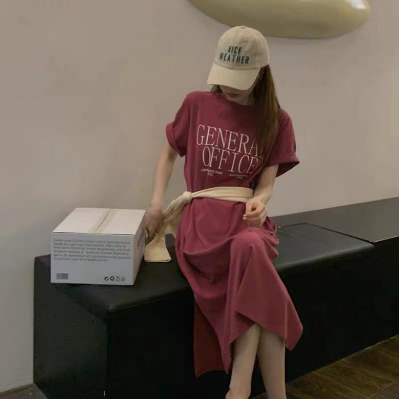 Women's Casual T-Shirt Dress with Creative Slogan Lune London