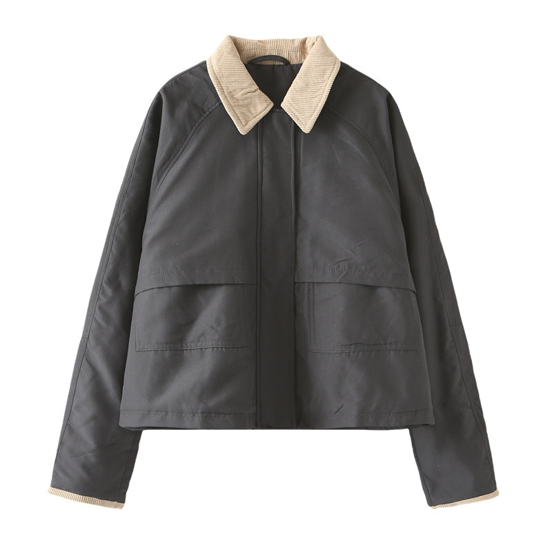 Quilted women's transitional jacket with contrast collar and practical pockets Lune London