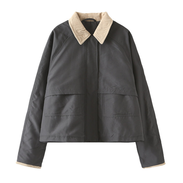 Quilted women's transitional jacket with contrast collar and practical pockets Lune London