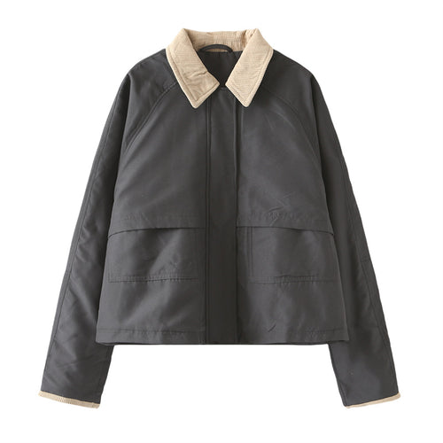 Quilted women's transitional jacket with contrast collar and practical pockets Lune London