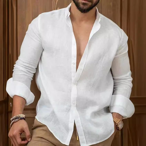 Classic linen shirt for men with modern cut and practical button placket Lune London