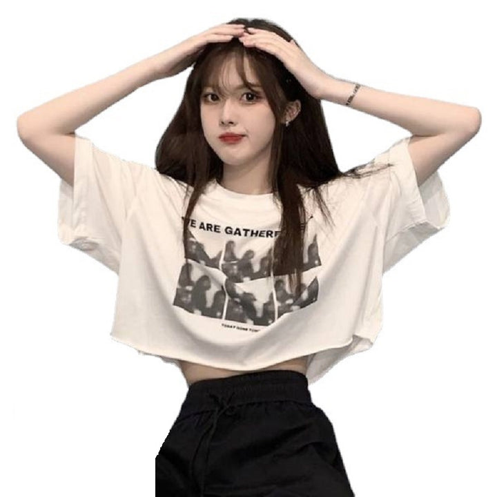 Women's Cropped T-Shirt with creative graphic print and casual fit