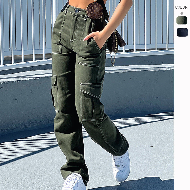 Women's Cargo Pants with Elastic Waistband and Practical Pockets Chic und Stil