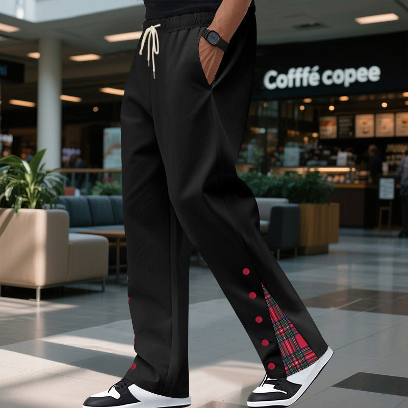 Comfortable casual pants for men with snap buttons on the sides and stylish plaid design Lune London