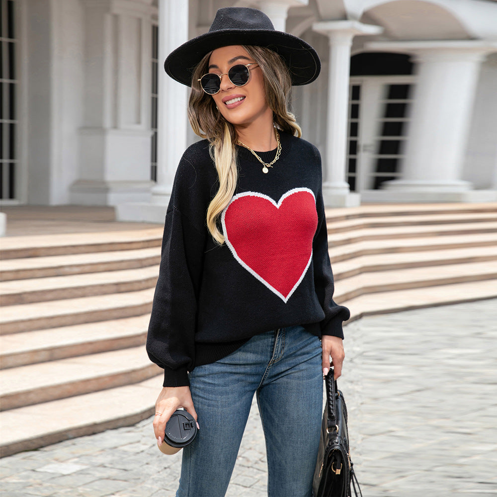 Sweat à col rond pour femmes avec design en forme de cœur Chic & Stil