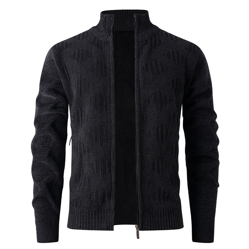Men's knitted jacket with structured design and modern zipper Lune London