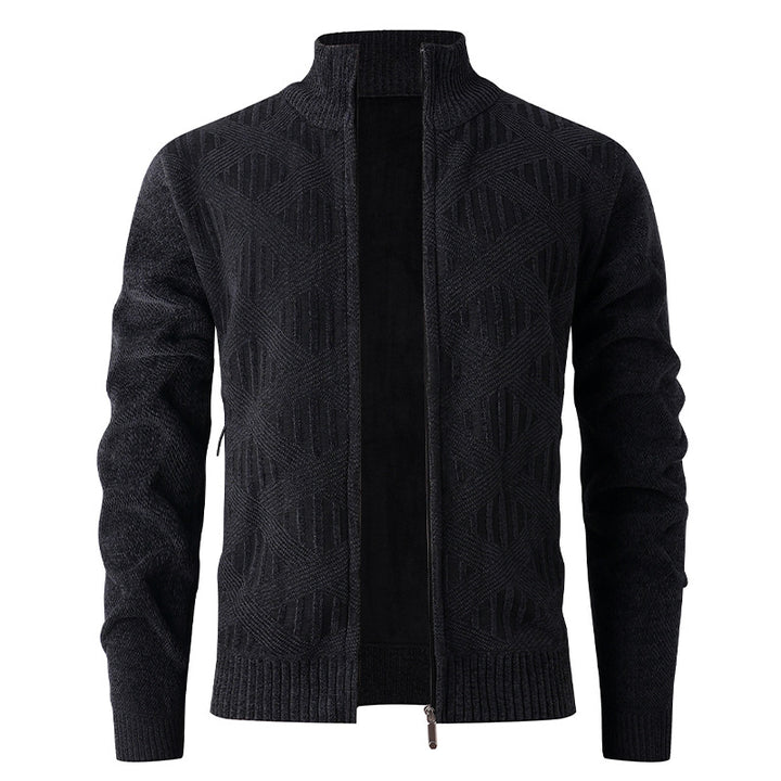 Men's knitted jacket with structured design and modern zipper Lune London