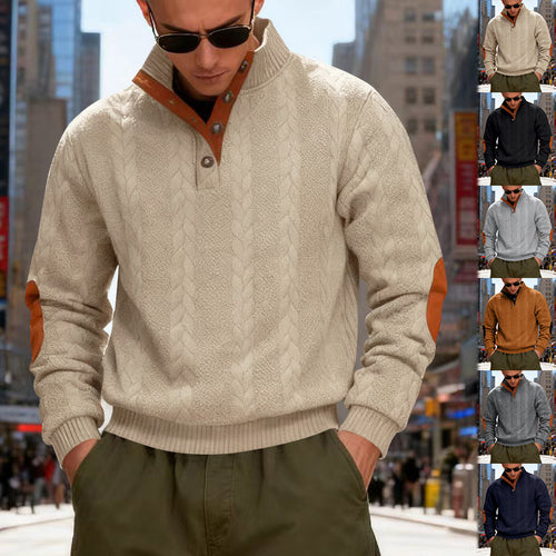 Men's knitted sweater with contrasting details and modern button closure Lune London