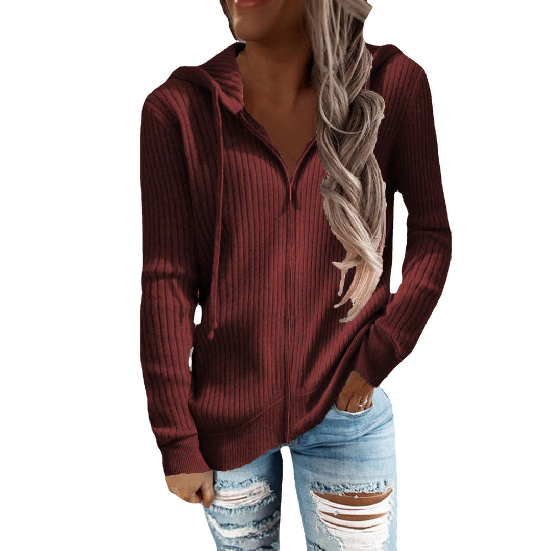Women's hooded jacket with modern design in ribbed knit with pockets Lune London