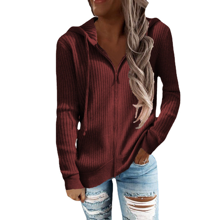 Women's hooded jacket with modern design in ribbed knit with pockets Lune London