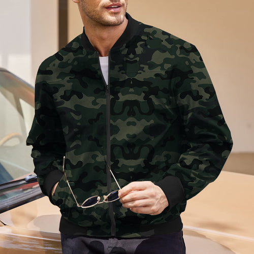 Casual camouflage bomber jacket for men with zipper and pockets Lune London