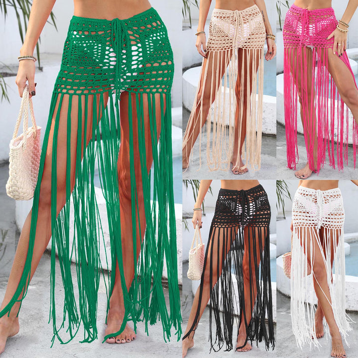Ladies Bohemian Crochet Fringe Beach Cover Skirt Lune London