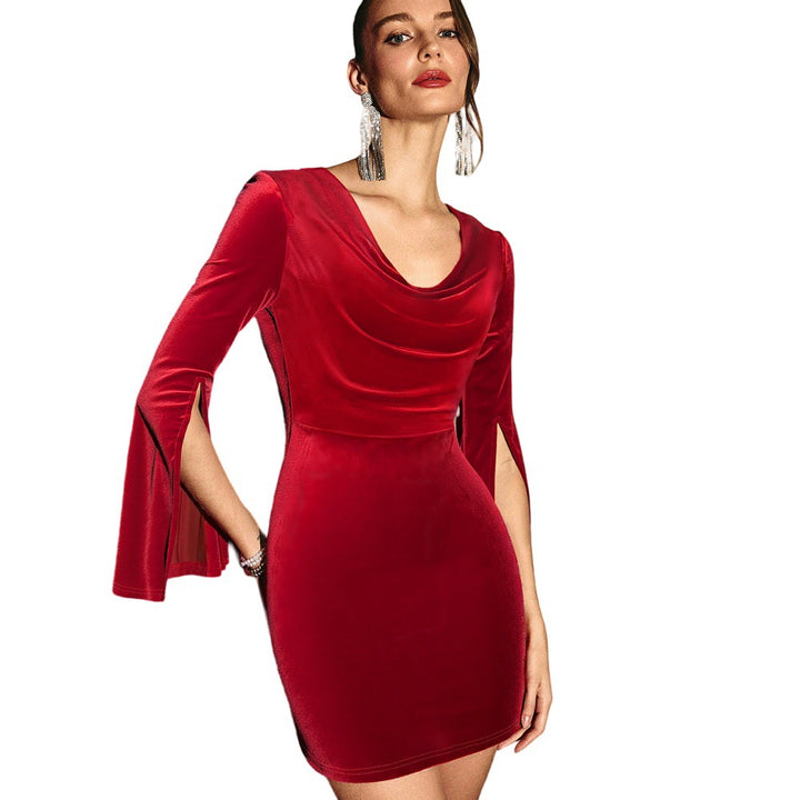 Robe d'été pour femmes avec décolleté plongeant et manches ondulantes Chic & Stil