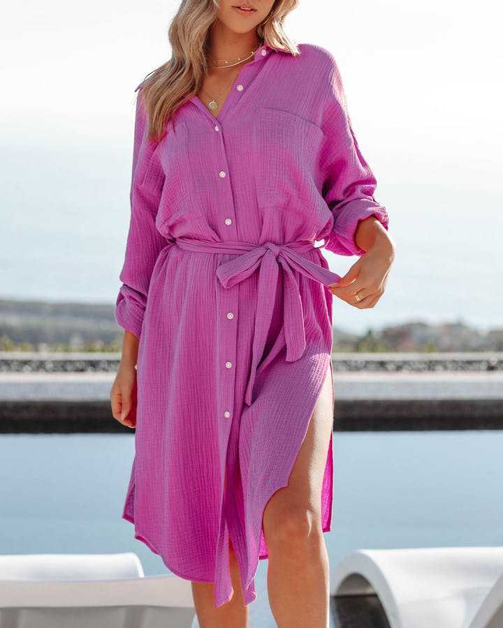 Lune London women's midi button shirt dress