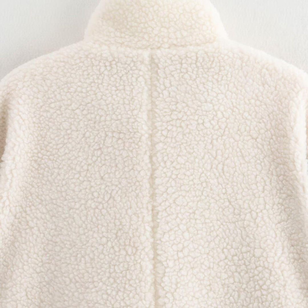 Fleece transition jacket for ladies with high collar and practical pockets Lune London