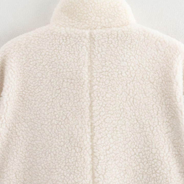 Fleece transition jacket for ladies with high collar and practical pockets Lune London