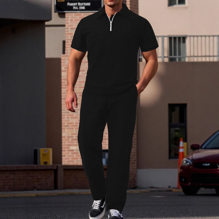 Men's modern leisure set with high-quality short-sleeve polo and comfortable jogger pants Lune London