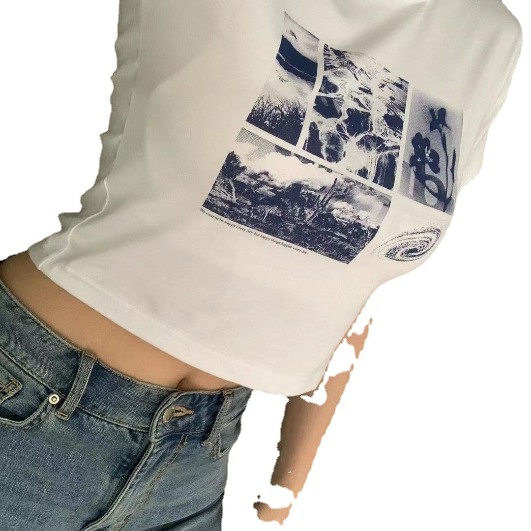 Ladies Cropped T-Shirt with creative graphic design Lune London