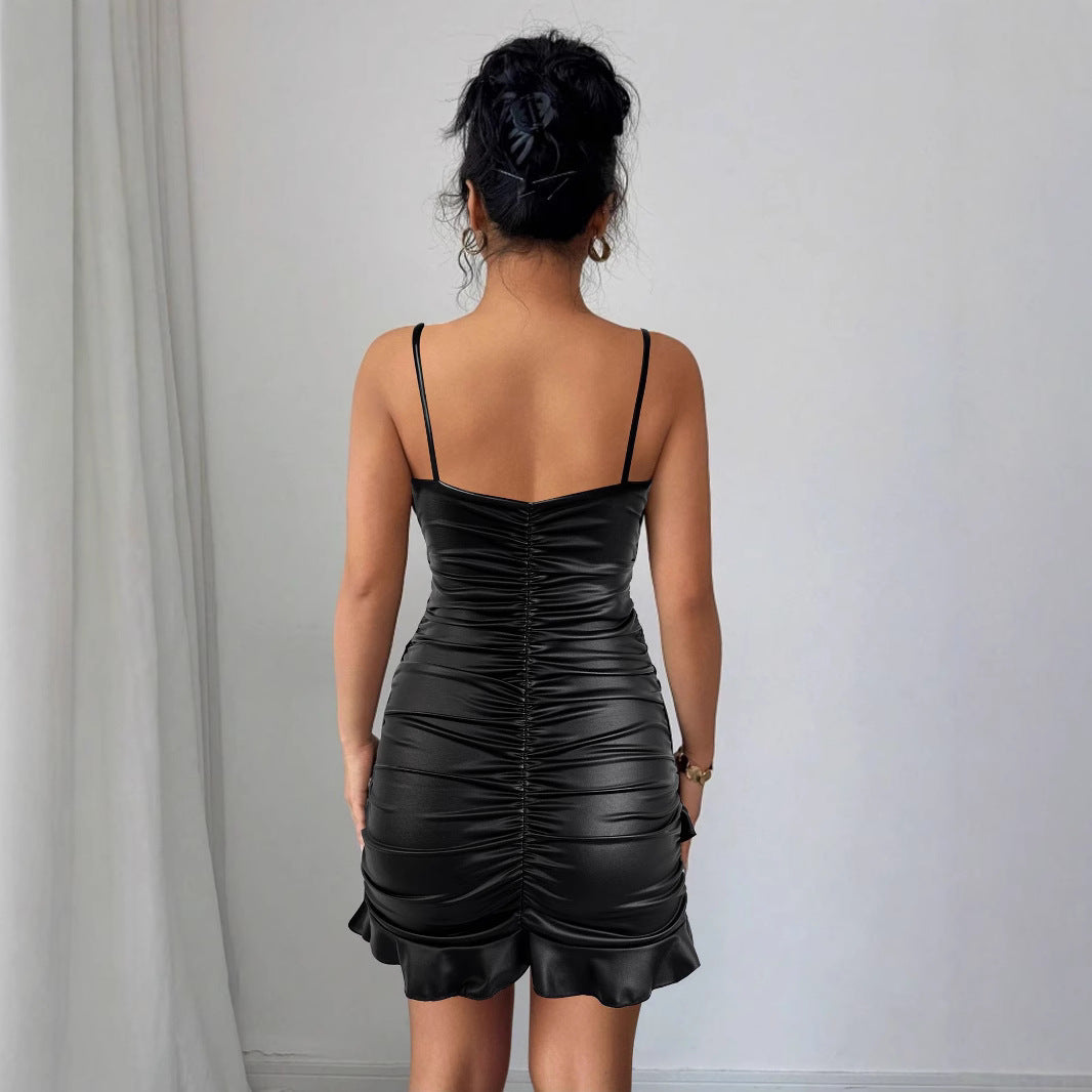 Ladies refined wrap dress with deep V-neck and elegant hem Lune London