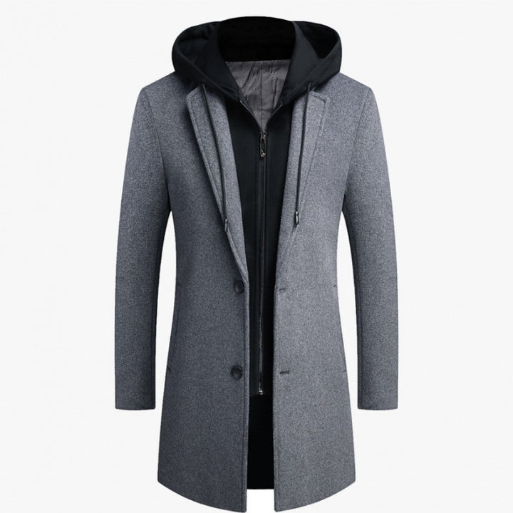 Fashionable long women's coat with removable hood and trendy interior lining Lune London
