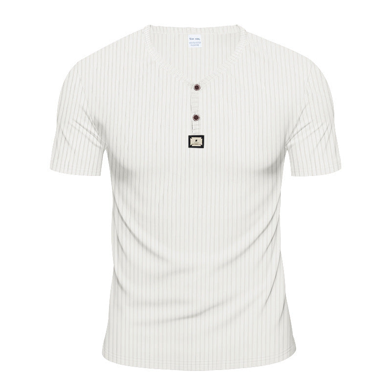 Men's Short Sleeve Henley T-shirt with Structured Design and Button Placket Lune London