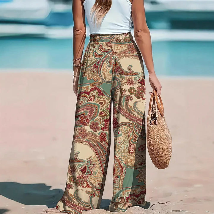 Wide pants for women with paisley pattern Lune London