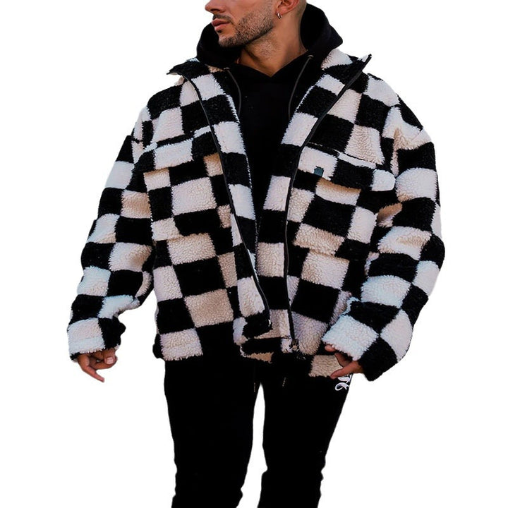 Trendy checked padded coat for men with practical pockets Lune London