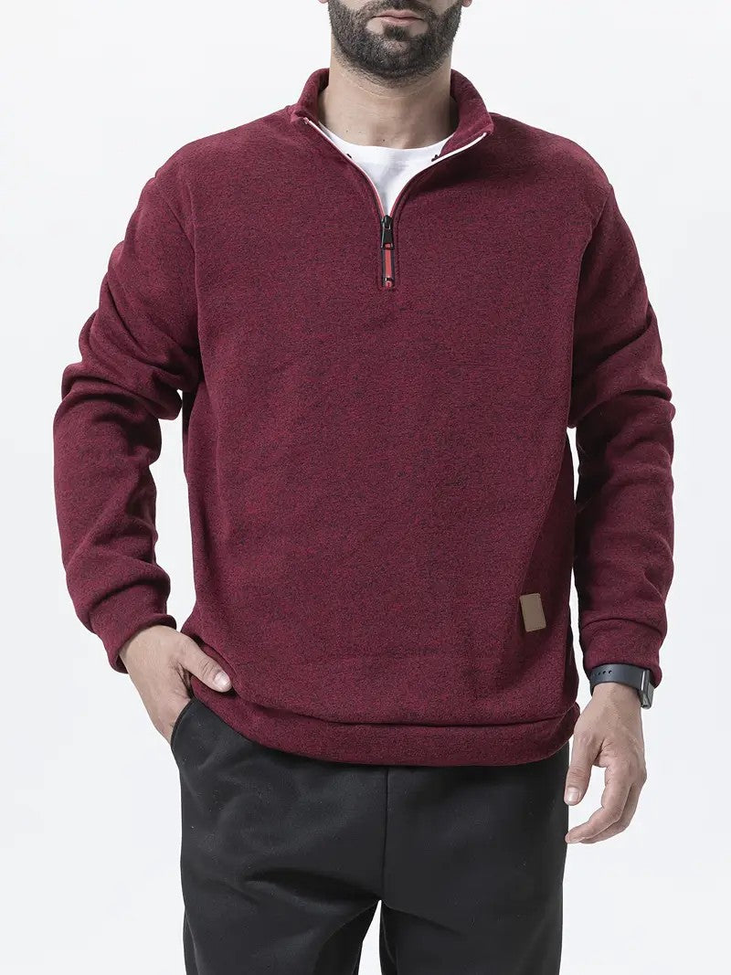 Men's fleece pullover with half zipper Lune London