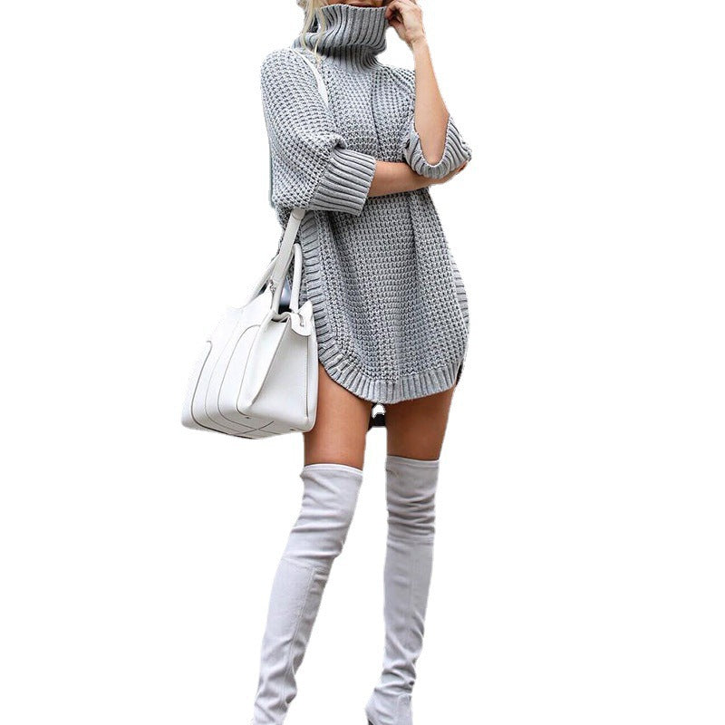 Knit dress for women with high collar and trendy oversized fit Lune London