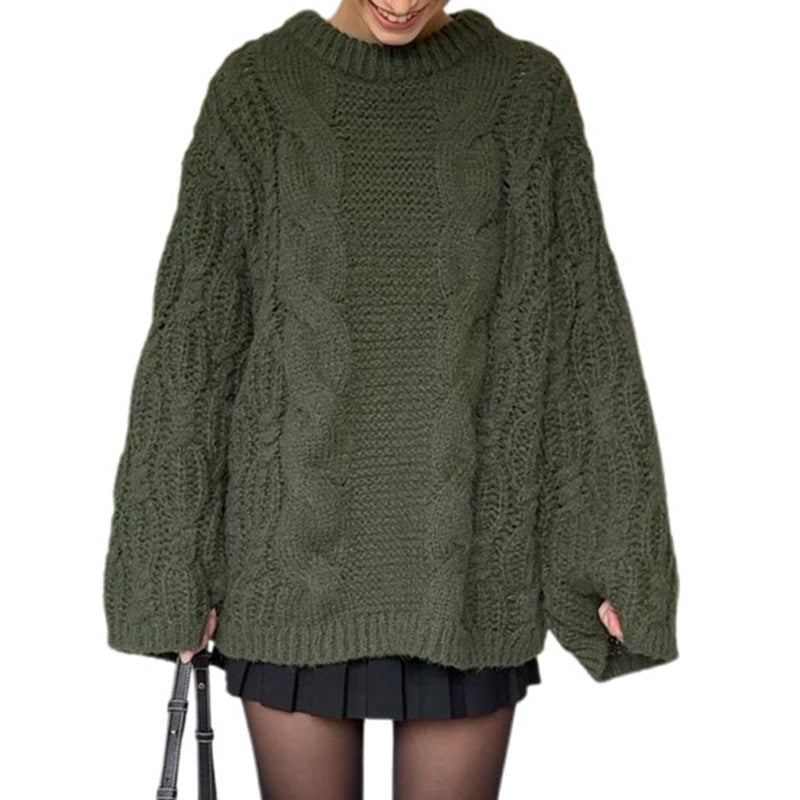 Ladies Large knitted sweater with twisted pattern Lune London