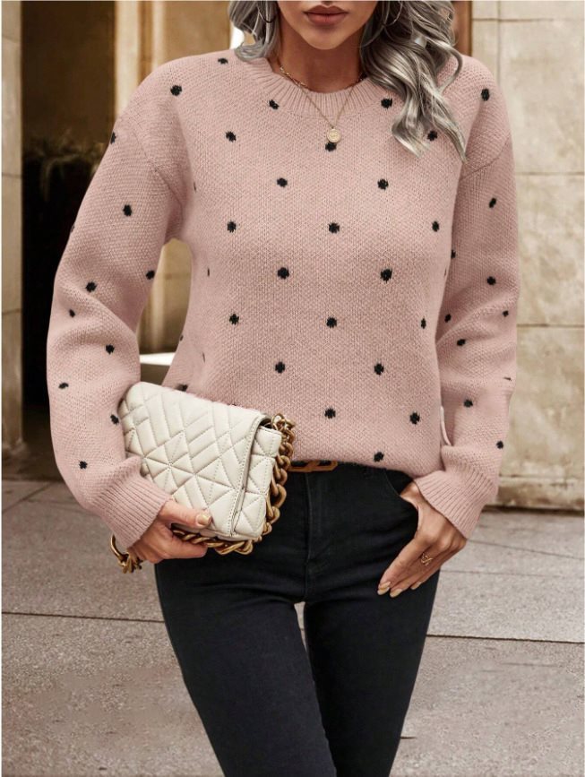 Knit patterned sweater for women with crew neck and relaxed fit Lune London