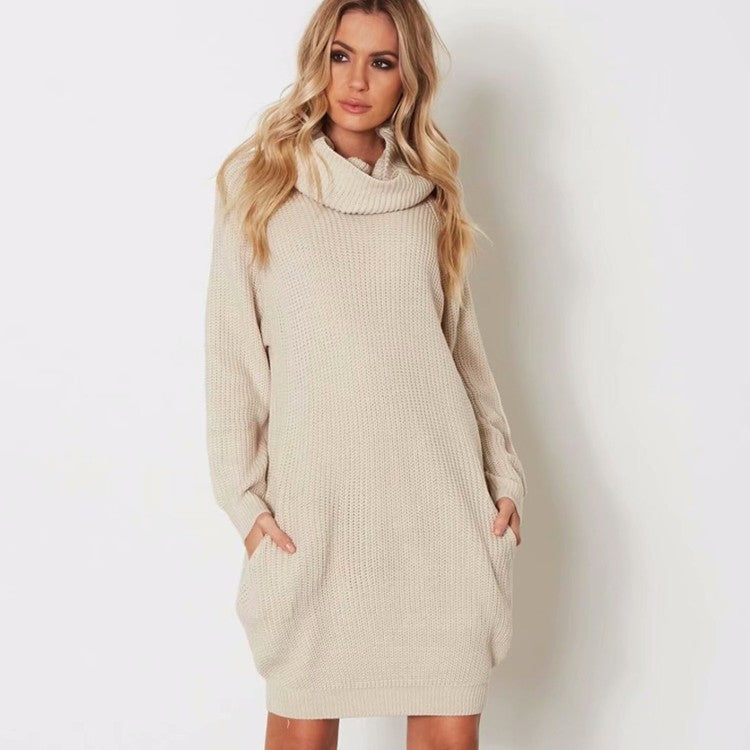 Knit dress for women with large collar Lune London