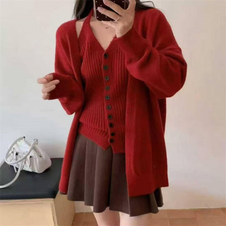 Cardigan en tricot épais pour femmes avec manches amovibles et détails en bouton Chic & Stil