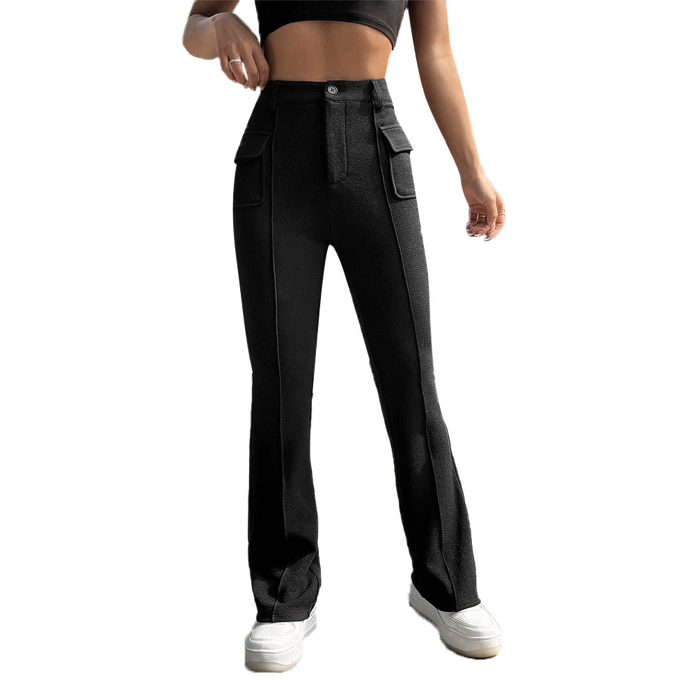 Pantalons palazzo classiques pour femmes avec poches plaquées et taille haute Chic & Stil