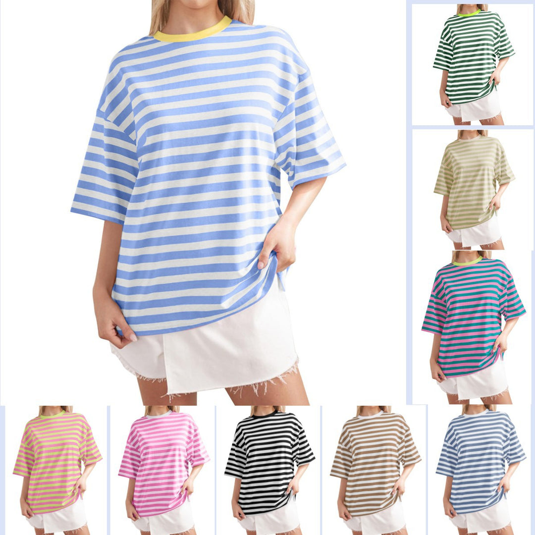 Casual oversized T-shirt for women with wide stripes Lune London