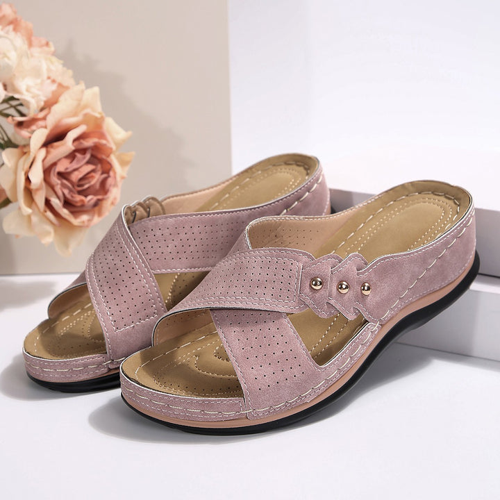 Comfortable strappy sandals for women with breathable inserts and ergonomic sole Lune London