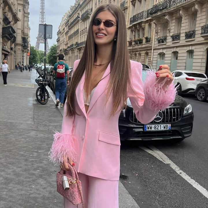 Women Elegant Blazer with Striking Feather Sleeves Lune London