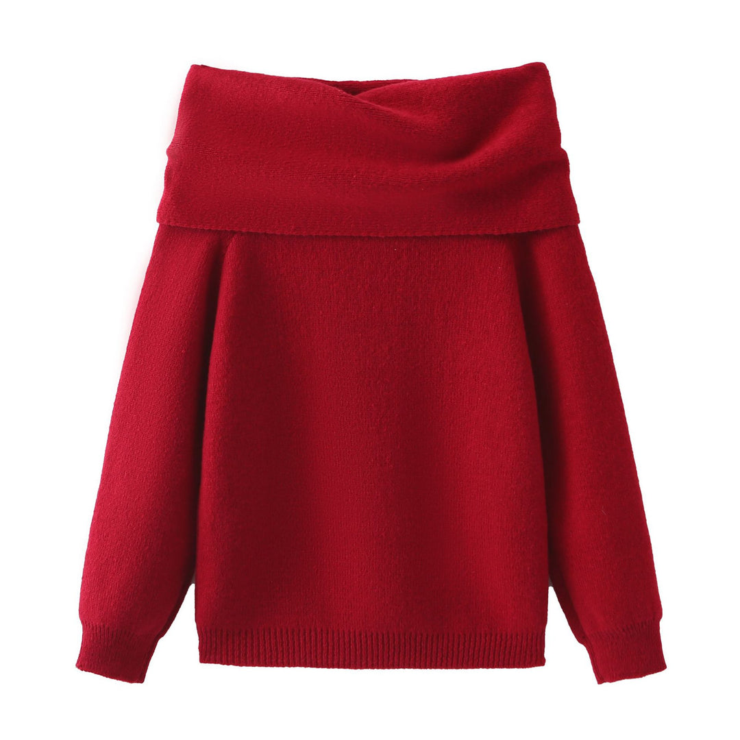Maxi knit dress for women with off-shoulder neckline and voluminous sleeves Lune London