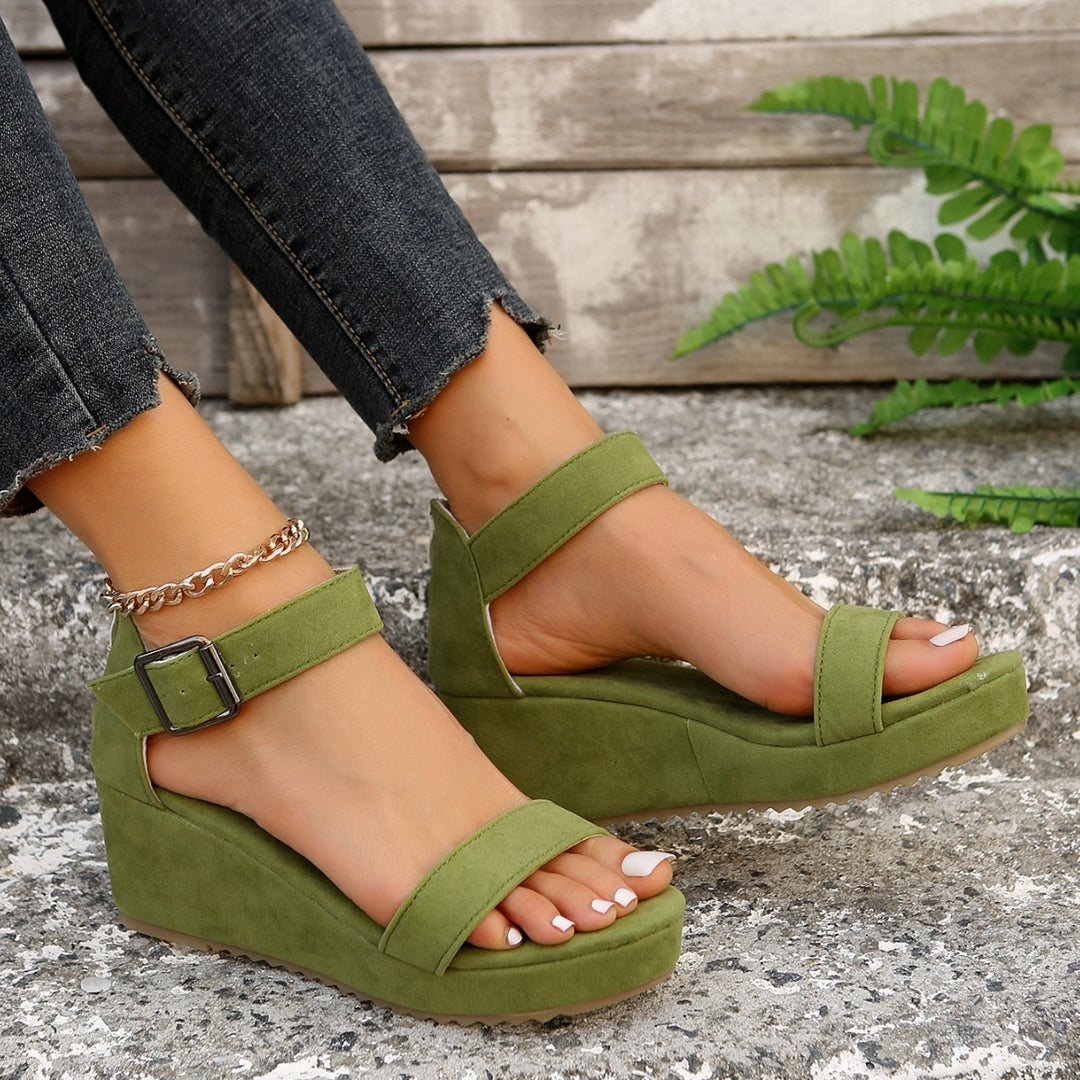 Wedge heel sandals for women with adjustable strap and non-slip sole Lune London