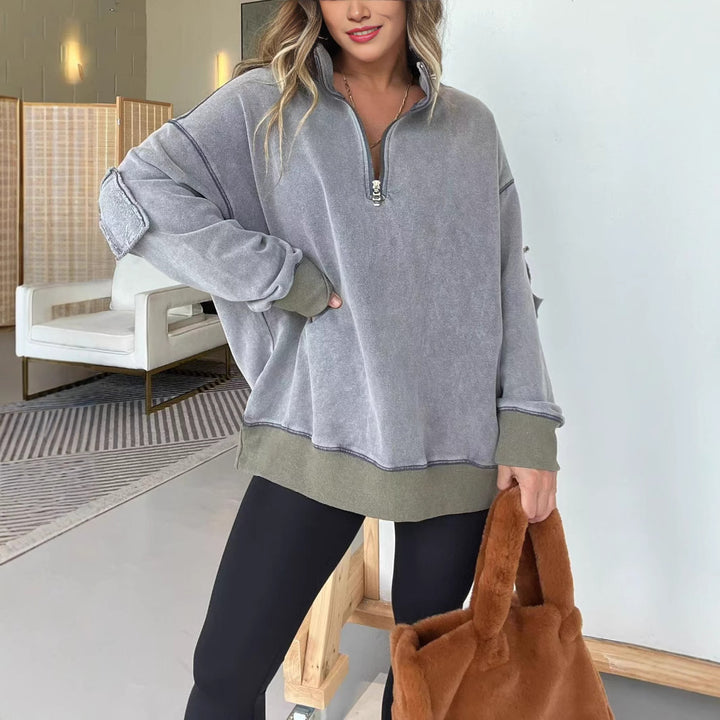 Ladies Comfortable Fleece Pullover with Half-Zip Lune London