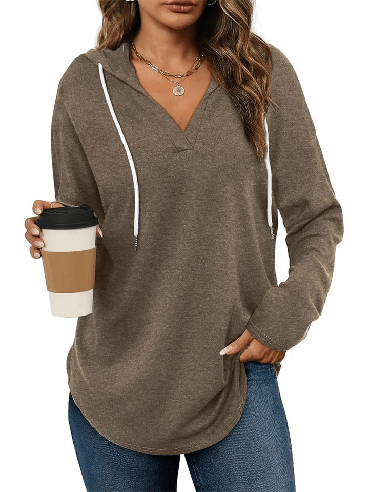 Women's casual hoodie with V-neck and long sleeves Lune London