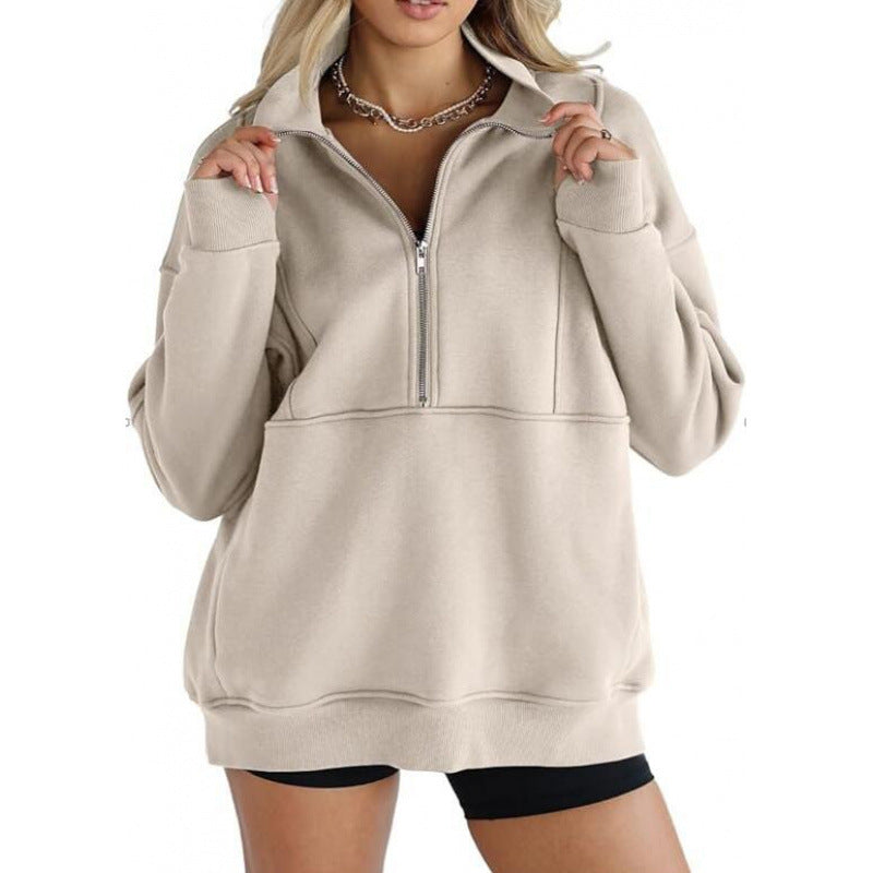 Women's sweatshirt with half-zip and oversized fit Lune London