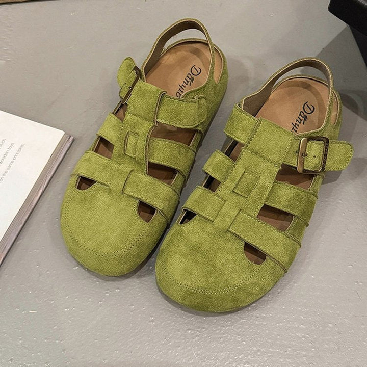 Women's Strappy Sandals Made of Soft Suede with Adjustable Strap Design and Non-Slip Sole Lune London